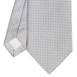 CRAVATTA CERIMONIA IN SETA JACQUARD GRIGIO CHIARO Microfantasia geometrica