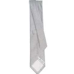 CRAVATTA CERIMONIA IN SETA JACQUARD GRIGIO CHIARO Microfantasia geometrica