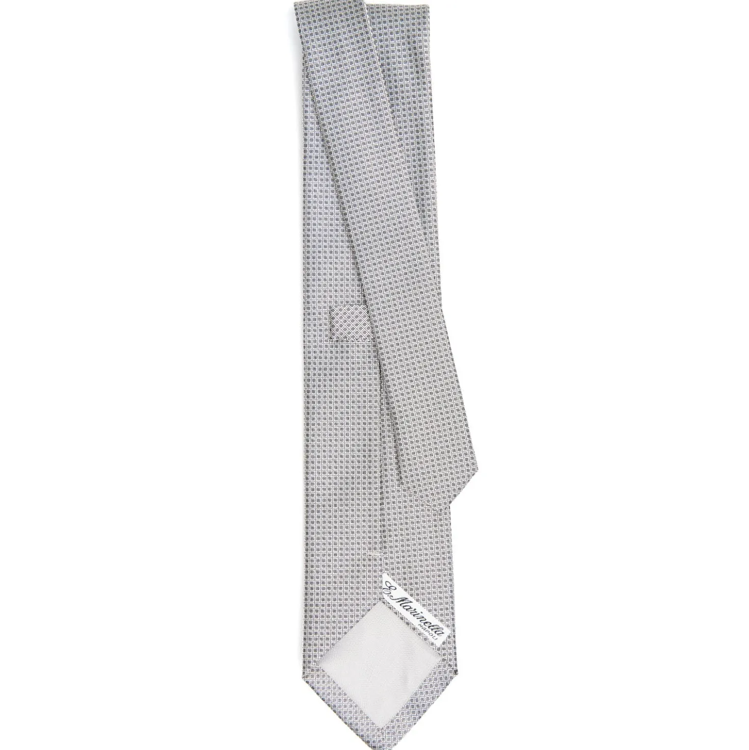 CRAVATTA CERIMONIA IN SETA JACQUARD GRIGIO CHIARO Microfantasia geometrica