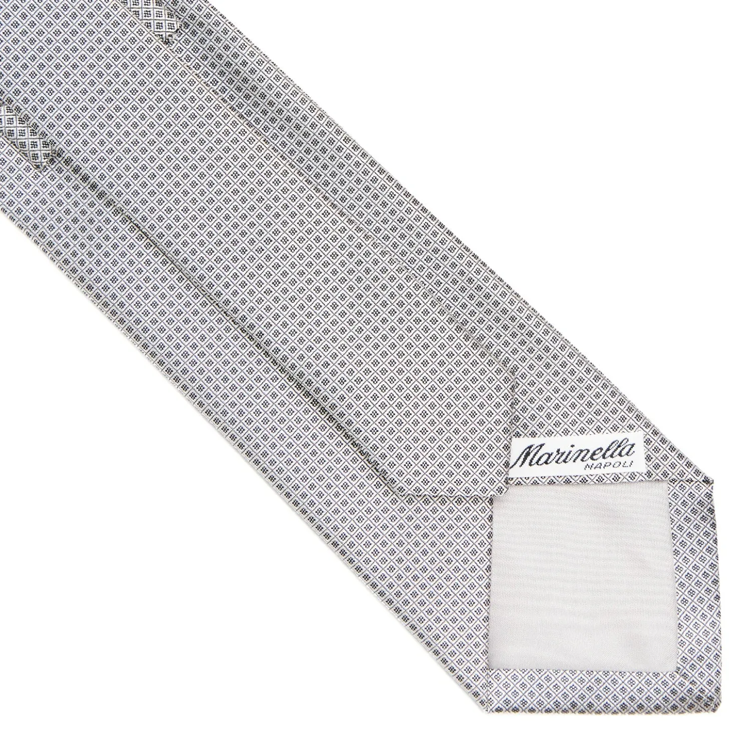 CRAVATTA CERIMONIA IN SETA JACQUARD GRIGIO CHIARO Microfantasia geometrica