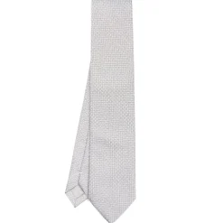 CRAVATTA CERIMONIA IN SETA JACQUARD GRIGIO CHIARO Microfantasia geometrica