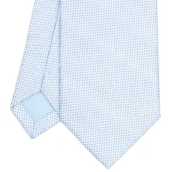 CRAVATTA CERIMONIA IN SETA JACQUARD AZZURRA Microfantasia geometrica