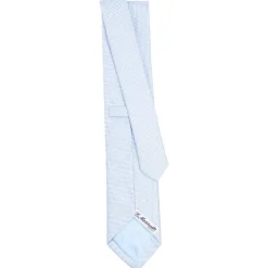 CRAVATTA CERIMONIA IN SETA JACQUARD AZZURRA Microfantasia geometrica