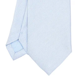 CRAVATTA CERIMONIA IN SETA JACQUARD AZZURRA Microfantasia geometrica