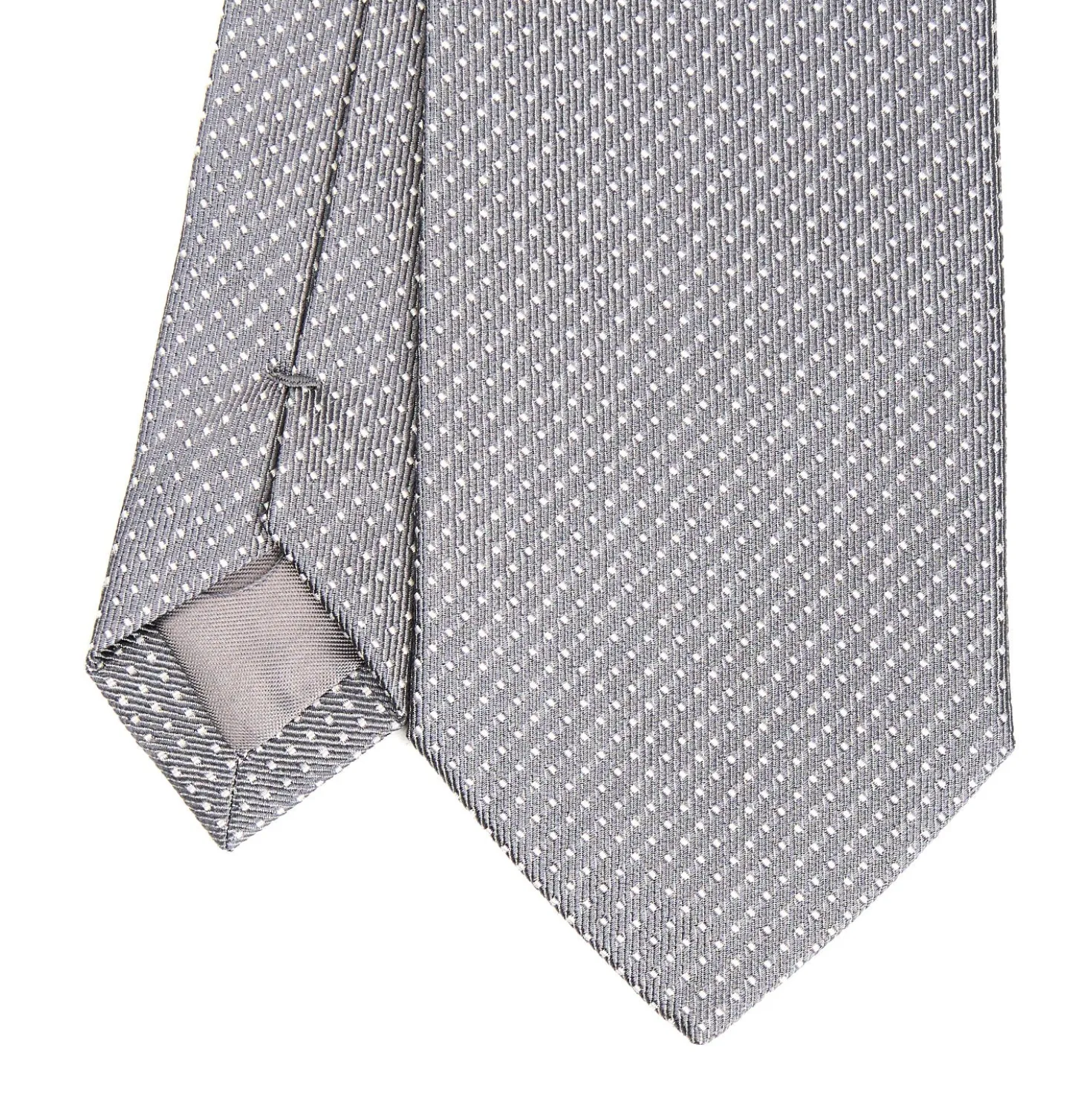 CRAVATTA CERIMONIA IN SETA JACQUARD GRIGIO SCURO Microfantasia geometrica