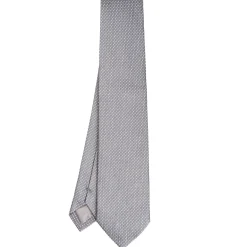 CRAVATTA CERIMONIA IN SETA JACQUARD GRIGIO SCURO Microfantasia geometrica