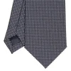 CRAVATTA CERIMONIA IN SETA JACQUARD BLU SCURO Microfantasia geometrica