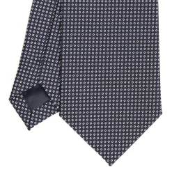 CRAVATTA CERIMONIA IN SETA JACQUARD BLU SCURO Microfantasia geometrica
