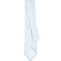 CRAVATTA CERIMONIA IN SETA JACQUARD AZZURRA Microfantasia geometrica