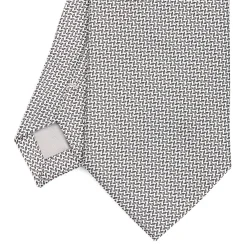 CRAVATTA CERIMONIA IN SETA JACQUARD GRIGIO CHIARO Microfantasia geometrica