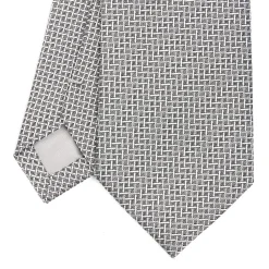 CRAVATTA CERIMONIA IN SETA JACQUARD GRIGIO CHIARO Microfantasia geometrica