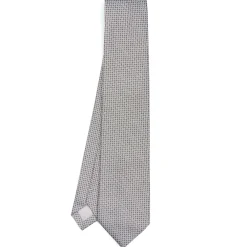 CRAVATTA CERIMONIA IN SETA JACQUARD GRIGIO CHIARO Microfantasia geometrica