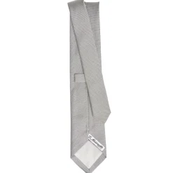 CRAVATTA CERIMONIA IN SETA JACQUARD GRIGIO CHIARO Microfantasia geoemtrica