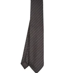CRAVATTA CLASSICA DONNA IN LANA SFODERATA GRIGIO SCURO Rigata