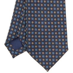 CRAVATTA CLASSICA IN LANA BLU SCURO Microfantasia fiore