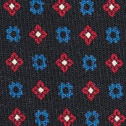 CRAVATTA CLASSICA IN LANA BLU SCURO Microfantasia fiore