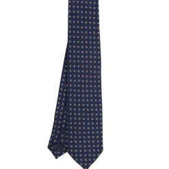 CRAVATTA CLASSICA IN LANA BLU Microfantasia fiore