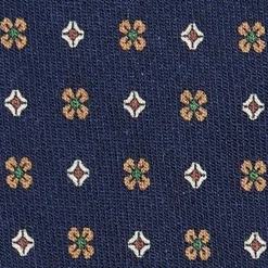 CRAVATTA CLASSICA IN LANA BLU Microfantasia fiore