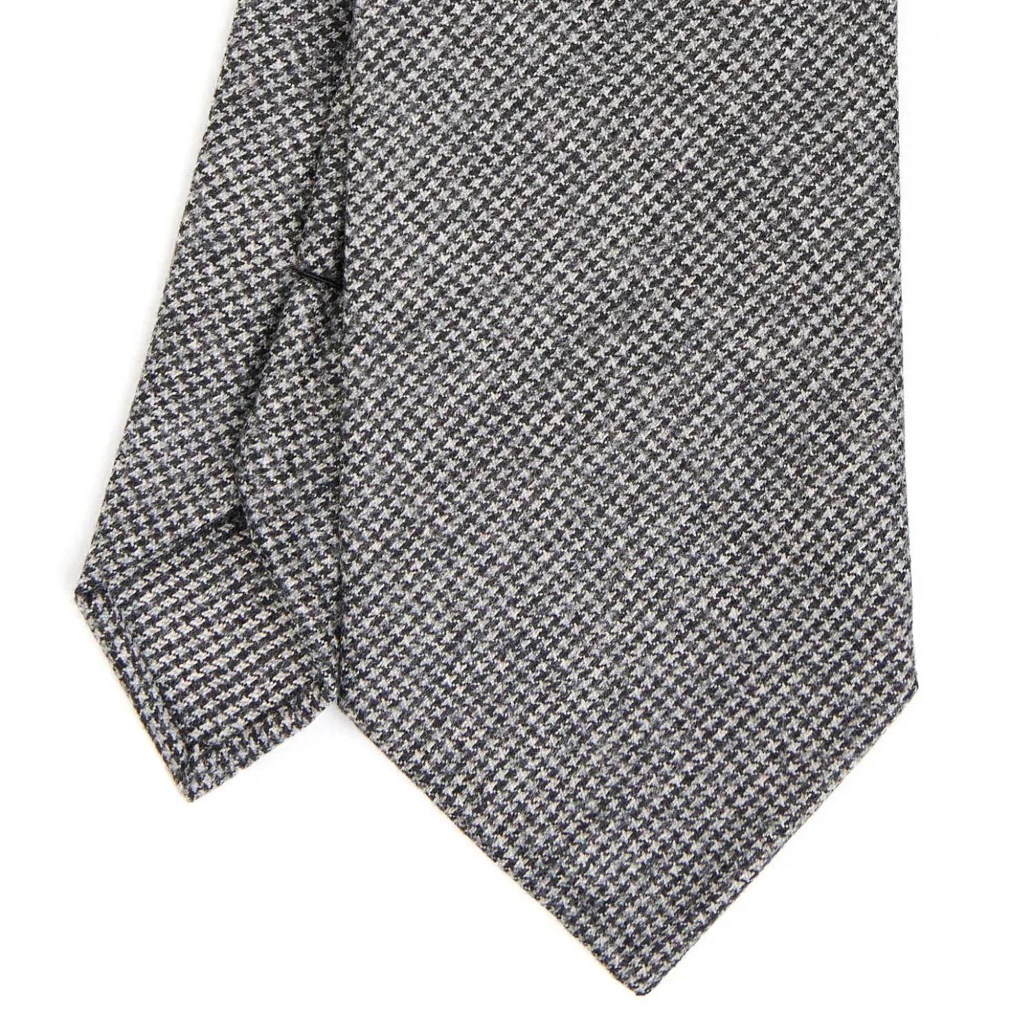 CRAVATTA CLASSICA IN LANA SFODERATA GRIGIO SCURO Pied de poule