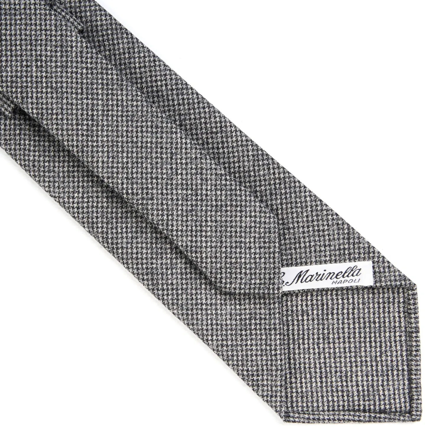 CRAVATTA CLASSICA IN LANA SFODERATA GRIGIO SCURO Pied de poule