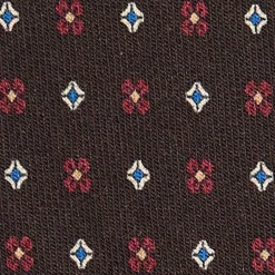 CRAVATTA CLASSICA IN LANA MARRONE SCURO Microfantasia fiore