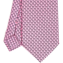 CRAVATTA CLASSICA IN SETA ROSA Microfantasia m geometrica