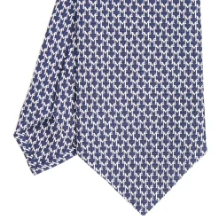 CRAVATTA CLASSICA IN SETA BLU Microfantasia m geometrica