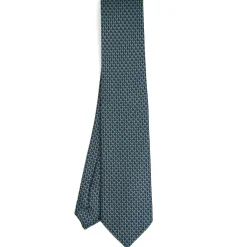 CRAVATTA CLASSICA IN SETA BLU SCURO Microfantasia m geometrica