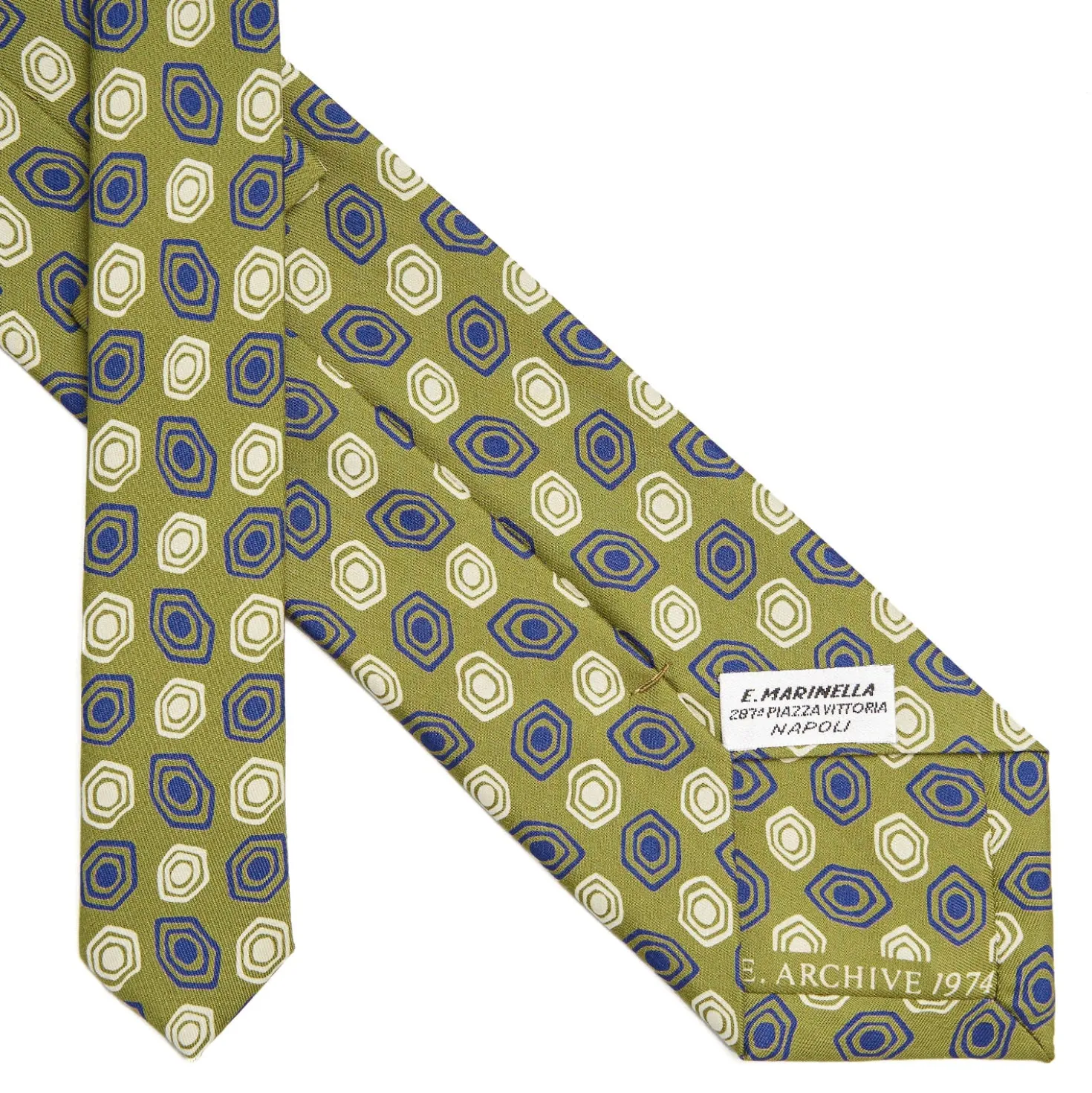 CRAVATTA IN SETA VERDE OLIVA Collezione archivio anno 1974
