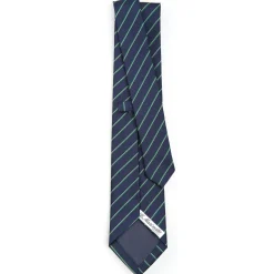 CRAVATTA REGIMENTAL IN SETA BLU SCURO Righe verdi
