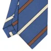 CRAVATTA REGIMENTAL IN SETA BLU Righe marroni e beige