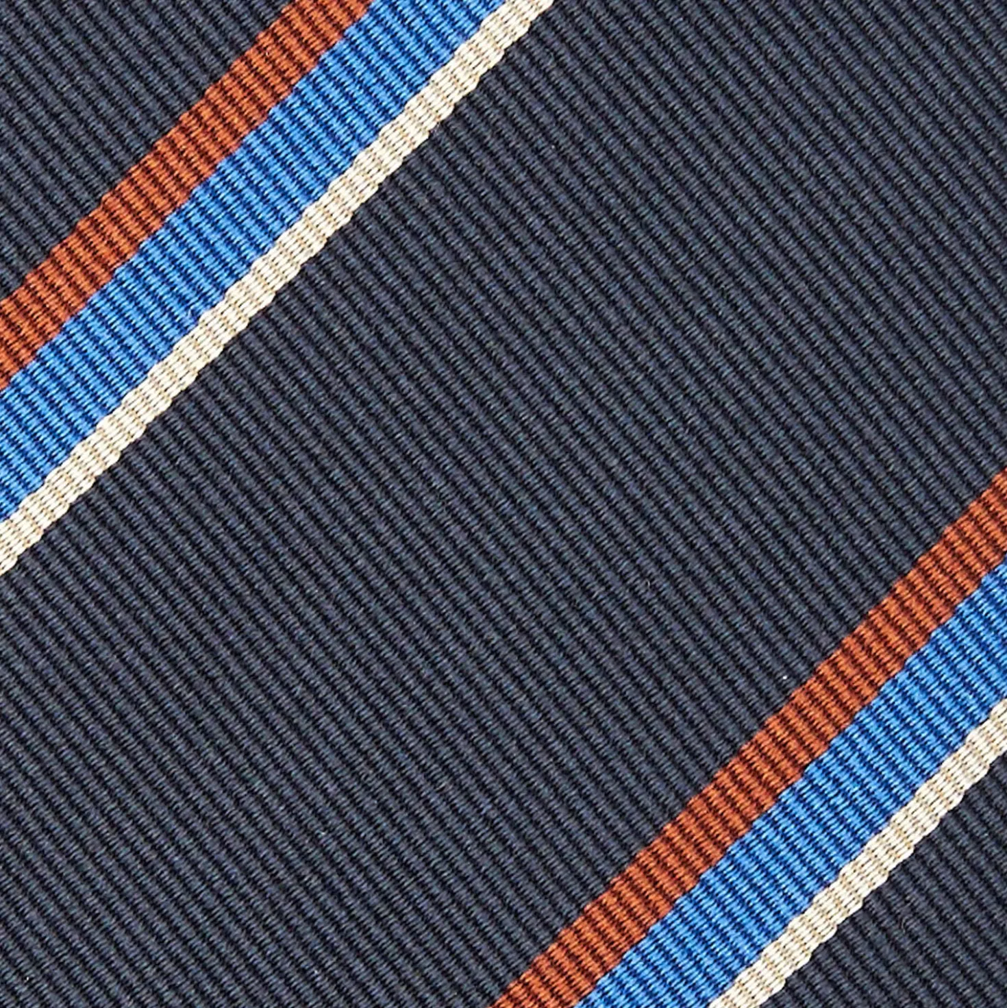 CRAVATTA REGIMENTAL IN SETA BLU SCURO Righe marroni e azzurre