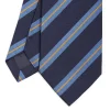 CRAVATTA REGIMENTAL IN SETA BLU SCURO Righe azzurre e beige