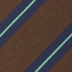 CRAVATTA REGIMENTAL IN SETA MARRONE SCURO Riche blu e verdi