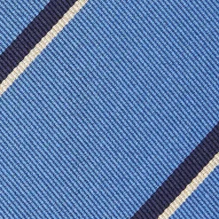 CRAVATTA REGIMENTAL IN SETA AZZURRO POLVERE Righe blu e bianche
