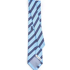 CRAVATTA REGIMENTAL IN SETA AZZURRA Righe blu e bianche
