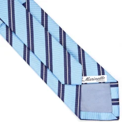 CRAVATTA REGIMENTAL IN SETA AZZURRA Righe blu e bianche