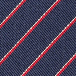 CRAVATTA REGIMENTAL IN SETA BLU SCURO Righe rosse