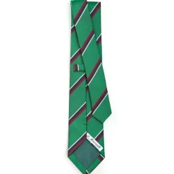 CRAVATTA REGIMENTAL IN SETA VERDE SCURO Righe blu e bordeaux