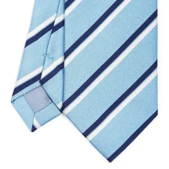 CRAVATTA REGIMENTAL IN SETA AZZURRA Righe blu e bianche