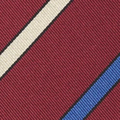 CRAVATTA REGIMENTAL IN SETA BORDEAUX Righe beige e azzurre