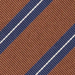 CRAVATTA REGIMENTAL IN SETA MARRONE SCURO Righe blu e bianche