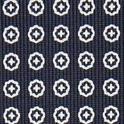 CRAVATTA SARTOIRALE CLASSICA IN SETA BLU SCURO Microfantasia fiore