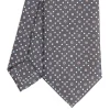 CRAVATTA SARTORIALE 7 CM IN SETA GRIGIO SCURO Microfantasia fiore