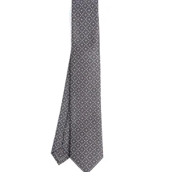 CRAVATTA SARTORIALE 7 CM IN SETA GRIGIO SCURO Microfantasia fiore