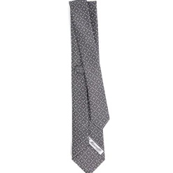 CRAVATTA SARTORIALE 7 CM IN SETA GRIGIO SCURO Microfantasia fiore