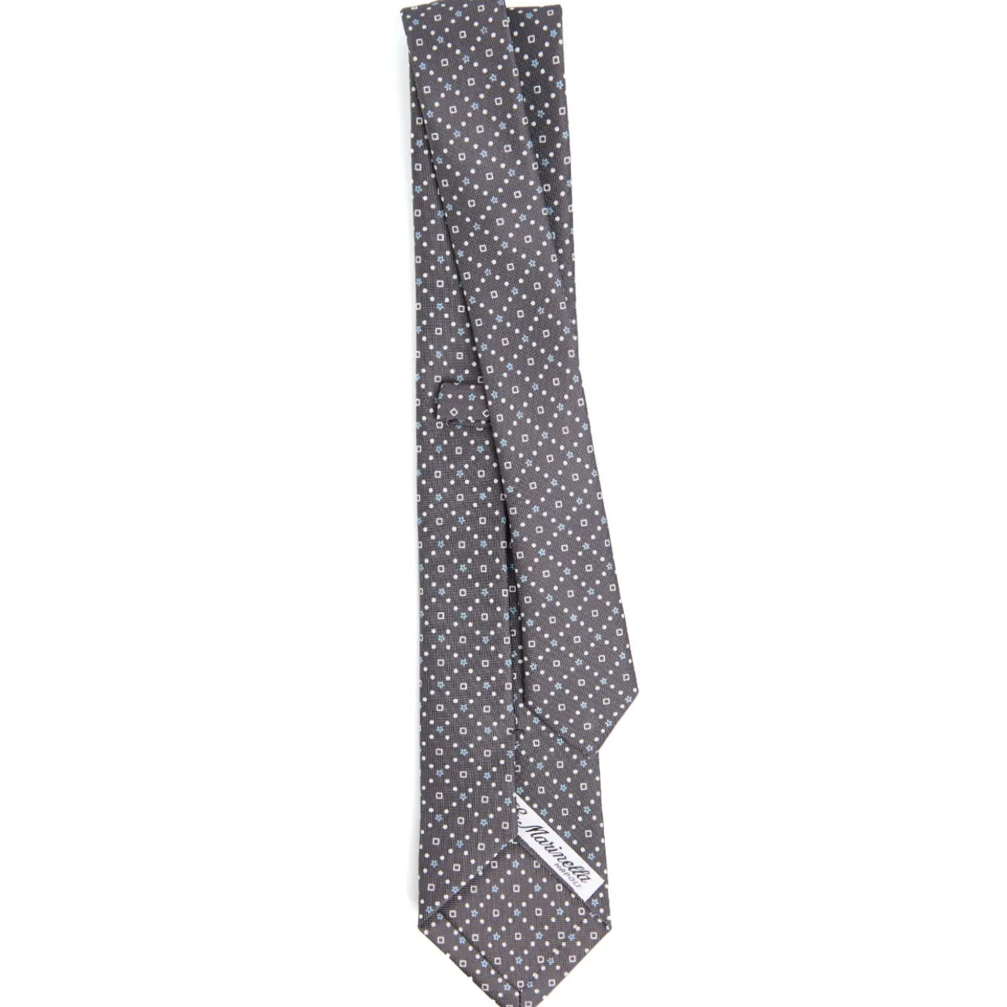 CRAVATTA SARTORIALE 7 CM IN SETA GRIGIO SCURO Microfantasia fiore