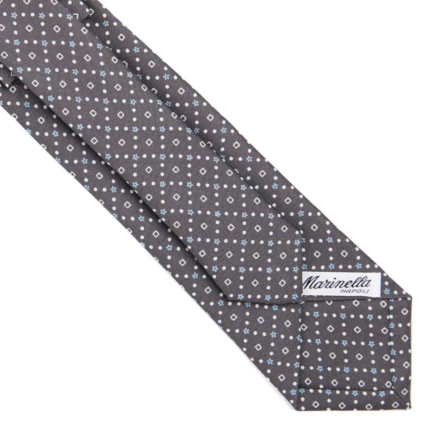CRAVATTA SARTORIALE 7 CM IN SETA GRIGIO SCURO Microfantasia fiore
