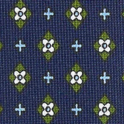 CRAVATTA SARTORIALE 7 CM IN SETA BLU SCURO Microfantasia fiore