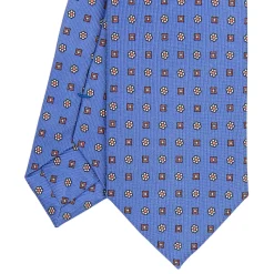 CRAVATTA SARTORIALE 7 CM IN SETA AZZURRO POLVERE Microfantasia fiore